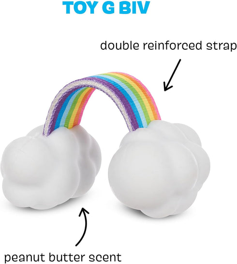 Barkbox Toy G BIV Rainbow Super Chewer Tug Toy for Aggressive Chewers with Double Reinforced Strap