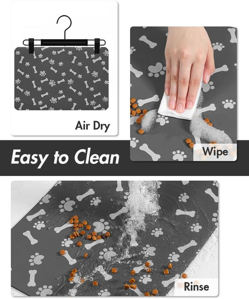 Absorbent Pet Feeding Mat for Dogs - Quick Dry Food and Water Mat, No Stains Dog Placemat for Messy Drinkers 12"X19"