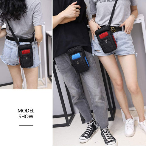 Senient Wolf Waterproof Nylon Phone Bag, Multifunctional Small One Shoulder Crossbody Wallet for Travel
