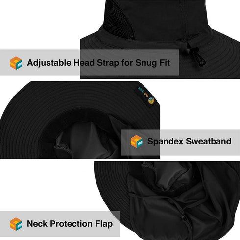 SUN CUBE Wide Brim Sun Hat for Men Women, Fishing Hats with UV Protection, UPF 50+