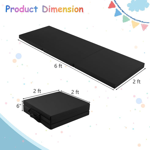 6'x 2' 2" Giantex Gymnastics Mat, Thick Folding Tumbling Mat with Hook and Loop Fastener, Foldable Gym Mat