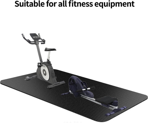 Large Fitness Mat for Home Gym, Rubber Workout Mat, Cardio, Treadmill, Exercise Bike, Yoga, Weightlifting