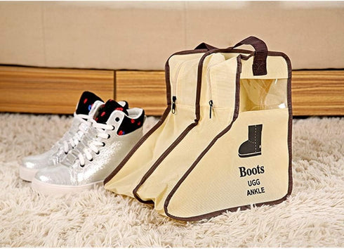 Portable 2 Pack Short Boots Storage Bag, Boots Protector Cover (Beige)