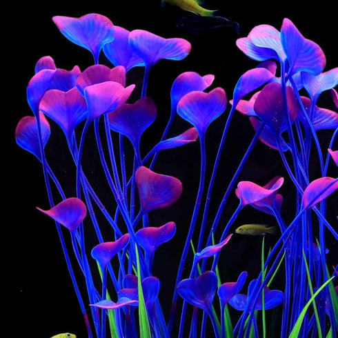 JIH Plastic Plants for Aquarium, Tall Artificial Plants for Fish Tank Decor 15.6 Inch (2 Pcs) (Purple)