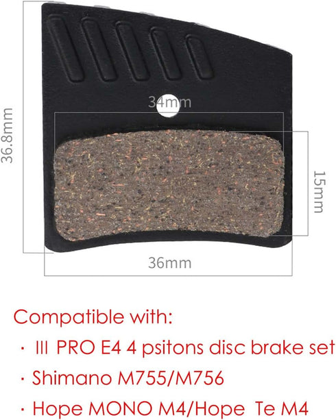JFOYH 2 Pairs/4 Pairs Multi-metallic Copper Base Pad with Cooling Fins fit for ? RPO E4/M4, Shimano M755/M756, HOPE MONO M4, HOPE te M4 Disc Brake System by JFOYH
