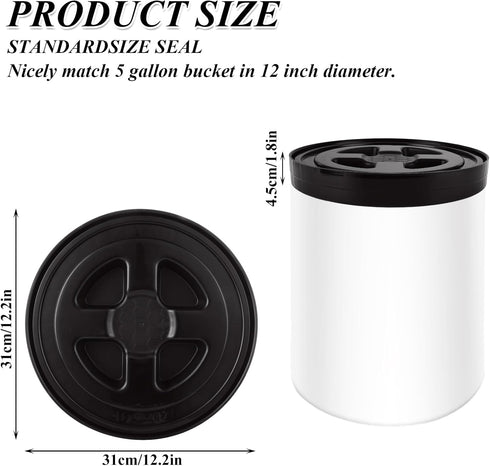 3PCS 5 5 Gamma,Black Gallon Screw Top Lids, Leak-Proof Seal Lids Bucket for Pet Food Storage Container Lids, Paint