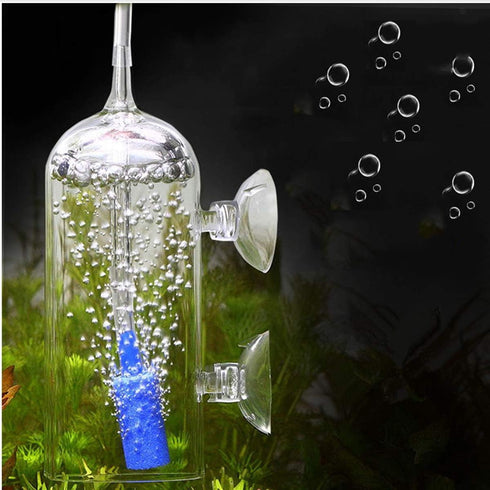 Ailindany Aquarium Air Oxygen Bubbler - Glass Cup with Water Tube and Sucker Air Stone for High Dissolved Oxygen
