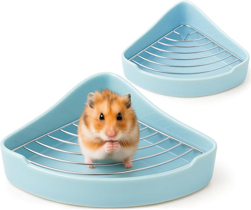 Eccliy Ceramic Corner Litter Box for Small Pets, Tip-Proof, Chew-Resistant, Triangle Potty