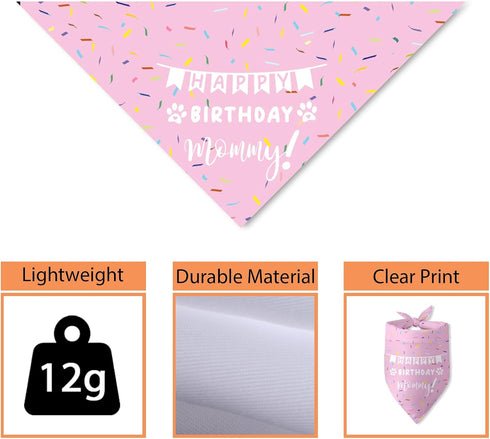 Happy Birthday Mommy Dog Bandana Scarf - Triangle Accessory Gifts for Dog Mom Lovers Birthday Party