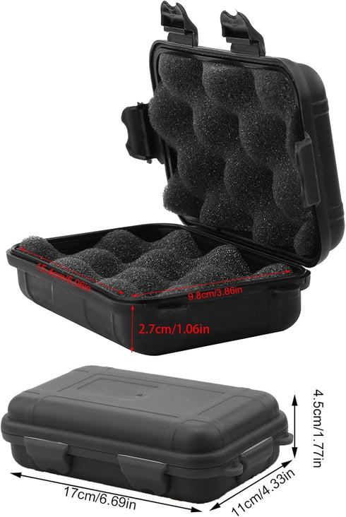 Outdoor Survival Waterproof Storage Carry Box Shockproof Plastic Container with Foam for Camping (Black, L)