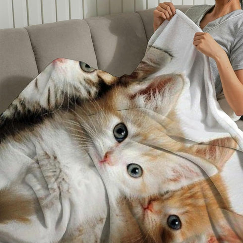 PALNKART 40x50in Cute Cat Flannel Blanket for Sofa Bed Travel Camping Chair, Soft Warm Lightweight Multifunctional Gift