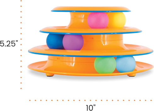 3-Level 6 Catstages Tower of Tracks Cat Toy Track Tower with Balls, Interactive Cat Toy for Indoor Enrichment