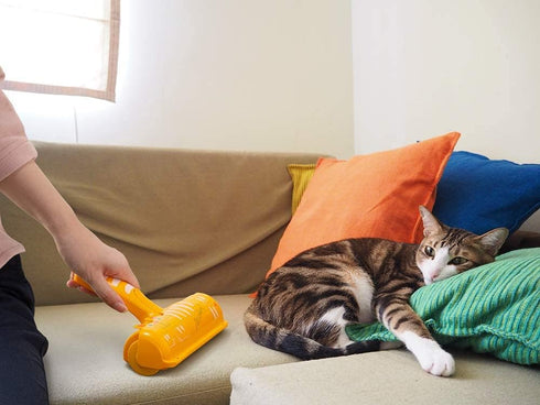 Pet Hair Remover Roller - Self Cleaning Lint Roller for Dog & Cat Hair, Orange, Removes Hair from Furniture