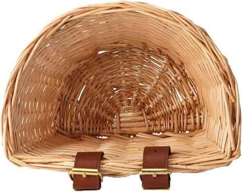 Kids Bicycle Wicker Basket with Straps for 12-16 Inch Bikes, Tricycles, Scooters (Pink, Purple, Brown)