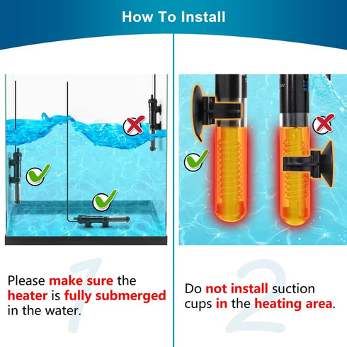 Aquarium Heater Adjustable 25W, Submersible Fish Tank Heater with Electronic Chip Thermostat