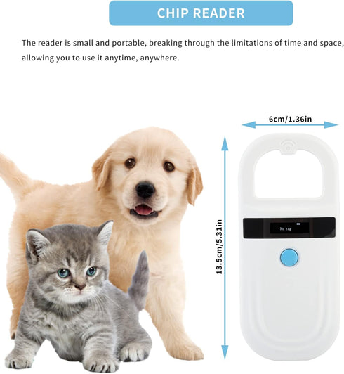 134.2Khz/125Khz B(ISO11784/11785) Gugxiom Pet Microchip Scanner, Pet Microchip Reader with OLED Display, Low Battery