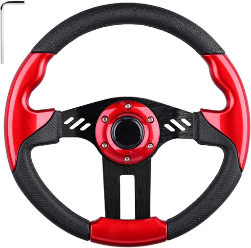 Golf Cart Steering Wheel - EZGO Club Car Yamaha Universal Steering Wheel in Red, Cool Racing Style