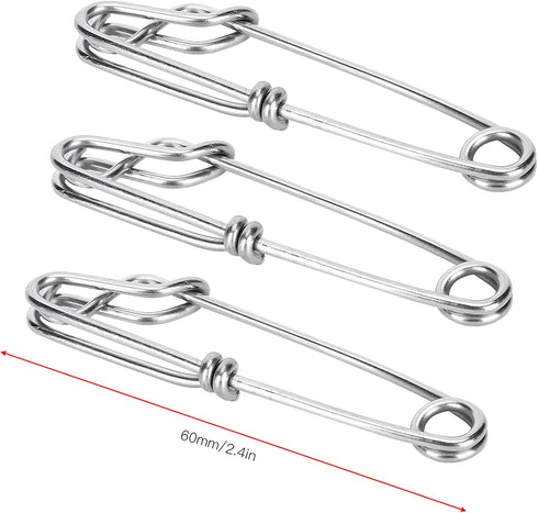 Gsycle 15pcs Tuna Clips, Stainless Steel Fishing Snap Clips Longline Branch Hangers Snap Fishing Accessory Easy On Off
