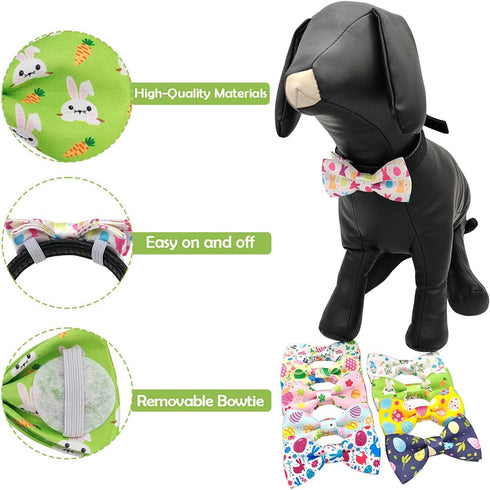 PET SHOW 10pcs Easter Day Small Dog Bow Ties for Medium Dogs, Detachable Bowties with Elastic Bands for Collars