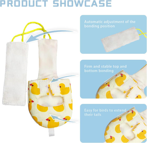 4 Pcs Bird Diaper Parrot Nappy Reusable Flight Suit with Waterproof Inner for Parakeet Cockatiel Mini Macaw Budgie