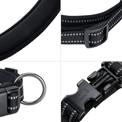 EXCELLENT ELITE SPANKER Reflective Dog Collar - Classic Soft Padded Breathable Nylon Adjustable for Small Medium Large
