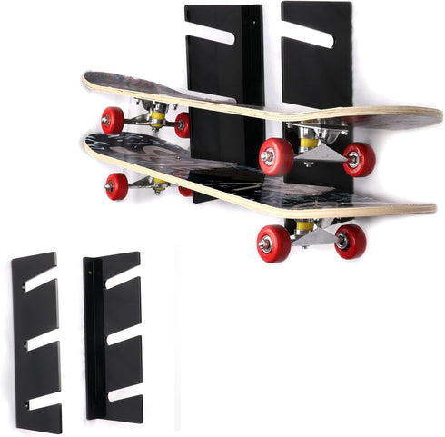 Wall Mounted Skateboard Shelf, Storage Rack, Skateboard Bracket, Horizontal Space Saving Design