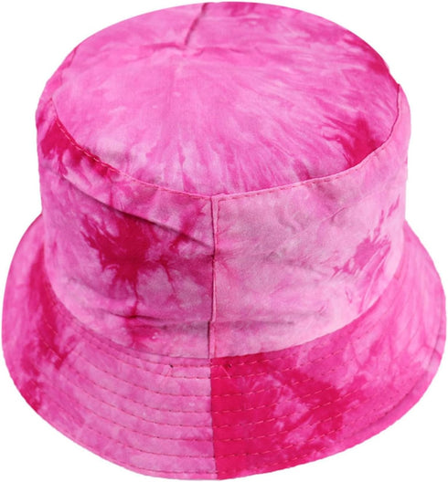 Reversible Tie Dye Bucket Hat, Multicolored Cotton Fisherman Cap, Packable Sun Hat