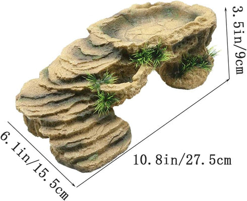 PINVNBY Turtle Basking Platform, Tortoise Resin Dock, Floating Ledge Aquarium Decoration for Reptiles