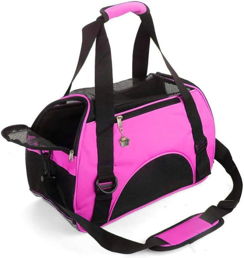 Soft-Sided Cat Carrier, Portable Foldable Pet Travel Carrier for Cats, Dogs, Puppy, Airline Approved (Small Rosered)