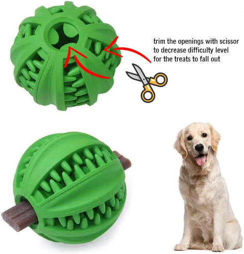 Interactive Dog Ball Toy, 3 inches Rubber Ball for Mental Stimulation and Treat Embedding to Reduce Boredom