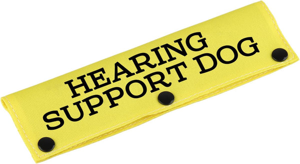 Therapy Service Dog Leash Sleeve - Hearing Support Dog Leash Wrap Alert Tag for Pet Birthday Gift (Hearing Support-YE
