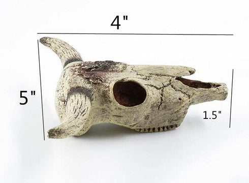 Leoyoubei Aquarium Decoration, Small Skull for Fish Tank, Fish Turtle Hidden Cave Landscape Pet Reptile House (Cattle