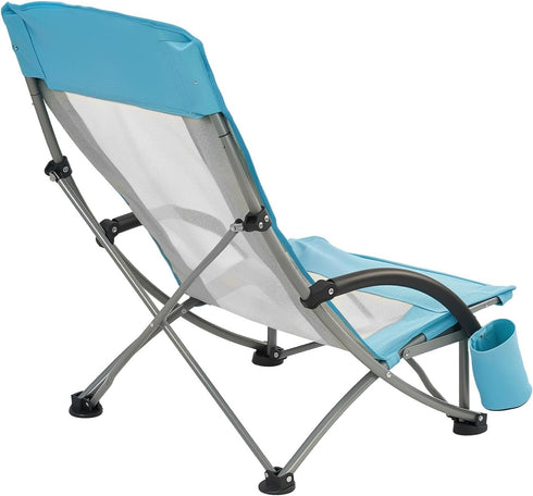 330 lbs VEVOR Folding Beach Chair, High Back Camping Chairs for Adults, with Cup Pocket, Mesh Back, Carry Bag, Portable