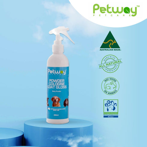 Petway Petcare Powder Cologne Coat Gloss, Natural Dog Cologne Spray with Baby Powder Fragrance (250ml)