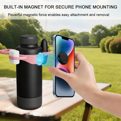 Vantico All-in-One Water Bottle Magnetic Phone Holder Compatible with Towel, Earphones, Glasses, Lipstick Storage