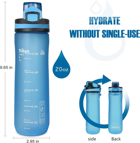 Opard Sports Water Bottles 20/24 Oz - BPA Free Leak Proof Tritan Plastic Bottle with Flip Top - Kids Water Bottle Fast