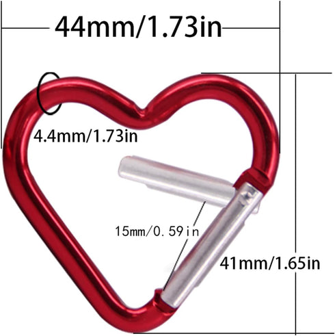 Heart Shaped Carabiner Clip, Aluminum Alloy Keychain Clip, Heavy Duty Spring Snap Hook for Camping, Backpack