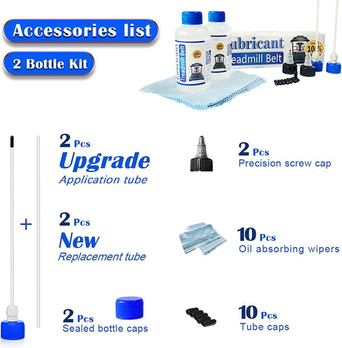 Silicone Treadmill Belt Lubricant Kit - 8.4 Oz with 2 Application Tubes for Controlled Flow, Easy to Apply