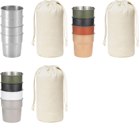 Ywmsfl 4pcs Stainless Steels Drinking Cup Outdoor Travel Coffees Milk Mugs Replacement Stackable Camping Cup