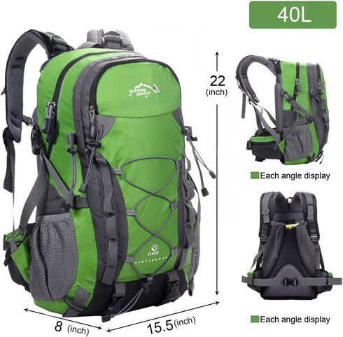 INOXTO Lightweight Hiking Backpack - 35L/40L Daypack with Waterproof Rain Cover for Travel Camping Outdoor