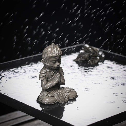 Aquarium Statue Monkey King Decorations | Asian Buddha Fish Tank Collectible Figurines, Cement Safe Aquarium Decor