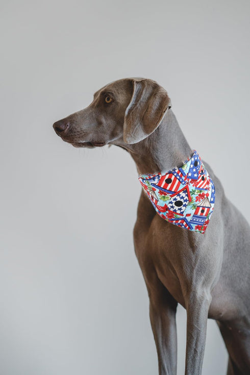 KZHAREEN 7th American Flag Dog Bandana of July Pet Clothes Patriotic Reversible Triangle Bibs Scarf Accessories