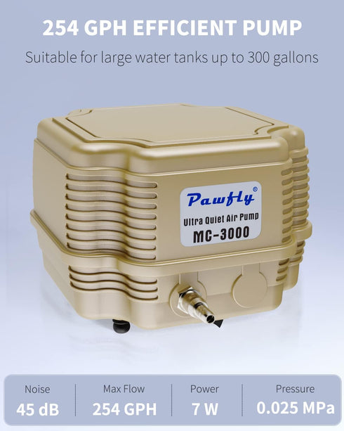Pawfly Commercial Aquarium Air Pump Oxygen Aerator Pump Kit for Pond Water Garden
