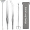 Aquarium Aquascape Tools Kit 15in, 4 in 1 Stainless Steel Silver Anti-Rust Aquatic Plant Tool Set for Fish Tank