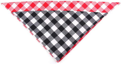 YAKA Pet Dog Bandana Triangle Bibs Scarf, Double-Cotton Plaid Printing Kerchief Set for Small and Medium Dogs (Black