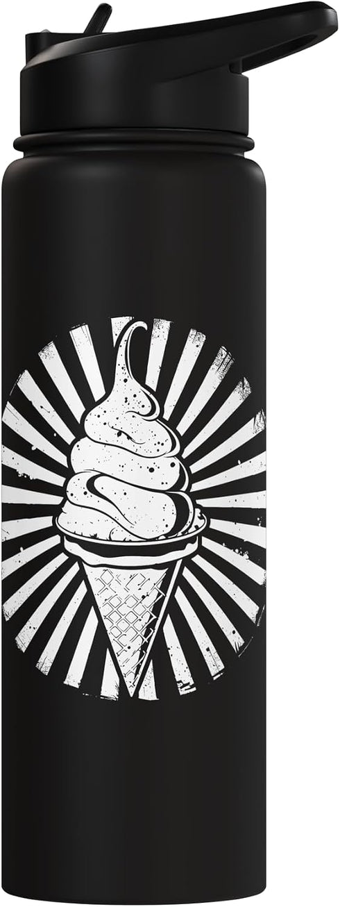 Funny Ice Cream Guy Graphic Tees and Gifts Ice Cream Cone Drawing Gelato Sorbet Stainless Steel Insulated Water Bottle