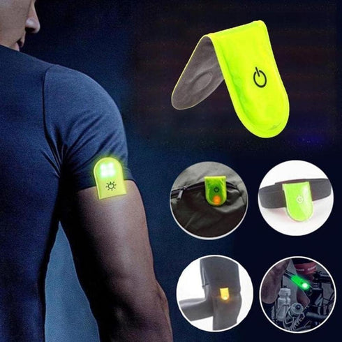 Fluorescent Green Night Running Reflector Light, LED Safety Magnetic Clip Light for Outdoor Walking, Cycling, Hiking