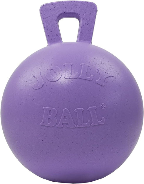 10 Inches/X-Large, Jolly Pets Tug-n-Toss Heavy Duty Dog Toy Ball with Handle, Light Purple