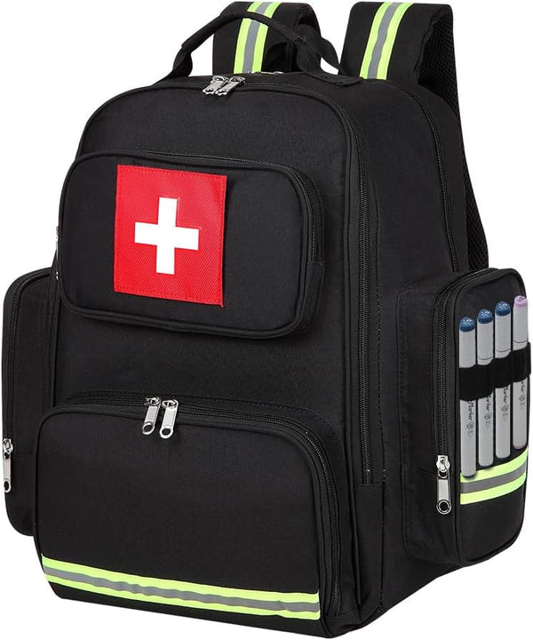 Gatycallaty First Aid Backpack — Medical EMT First Responder Bag for Hiking, Trauma, and Camping (Black, Large)