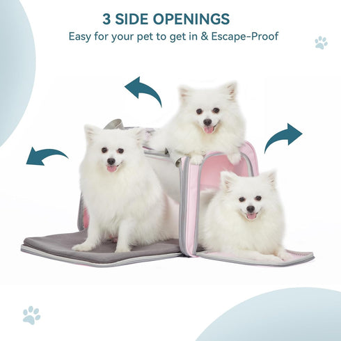 PETSFIT Cat Carrier for Large Cats, Dog Carriers for Small Dogs Under 25 Lbs, Soft Pet Carrier with Cozy Extendable Mat